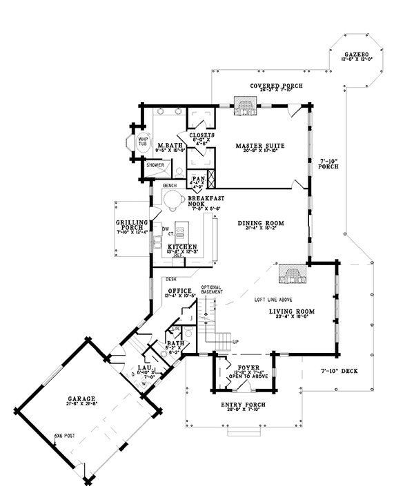 Home Plan - Floor Plan - Main Floor for Log House Plan #17-2940 - 3 bed, 3.5 bath