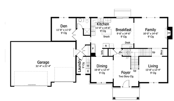 Home Plan - Colonial Floor Plan - Main Floor Plan #51-1012