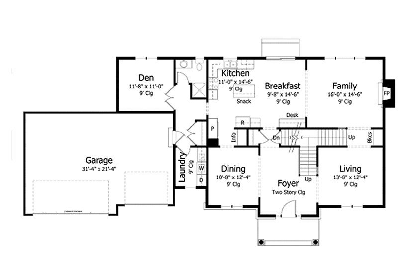 Home Plan - Floor Plan - Main Floor for Colonial House Plan #51-1012 - 4 bed, 3 bath