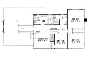 Floor Plan - Upper Floor for Colonial House Plan #312-582 - 4 bed, 2.5 bath