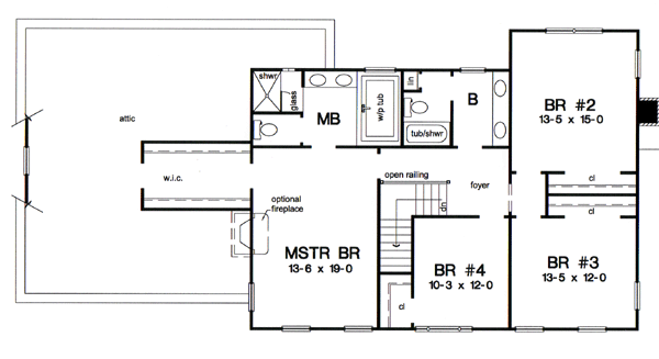 Colonial Floor Plan - Upper Floor Plan #312-582