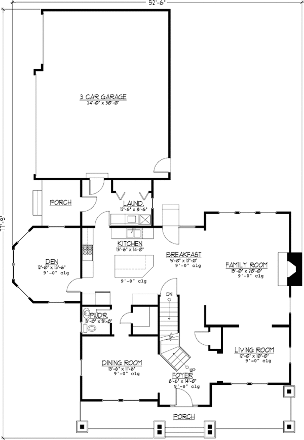House Design - Country Floor Plan - Main Floor Plan #978-25