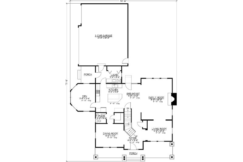 House Blueprint - Floor Plan - Main Floor for Country House Plan #978-25 - 4 bed, 2.5 bath
