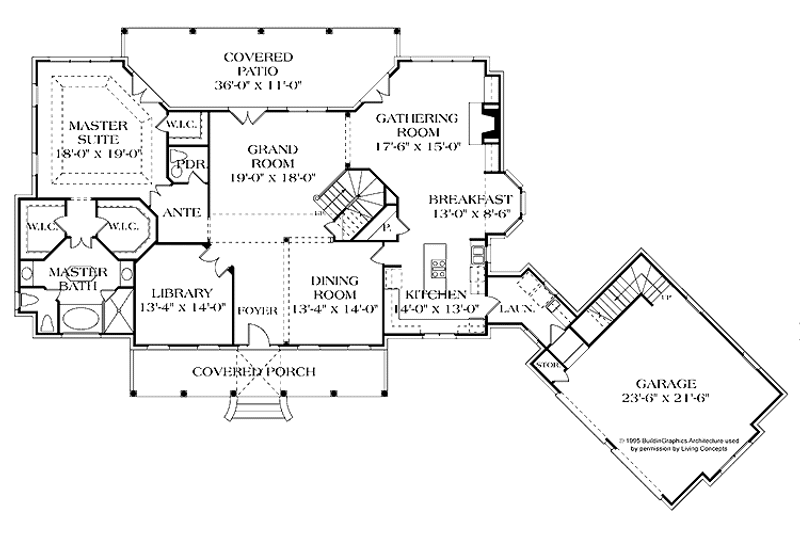 Home Plan - Floor Plan - Main Floor for Classical House Plan #453-330 - 3 bed, 3.5 bath