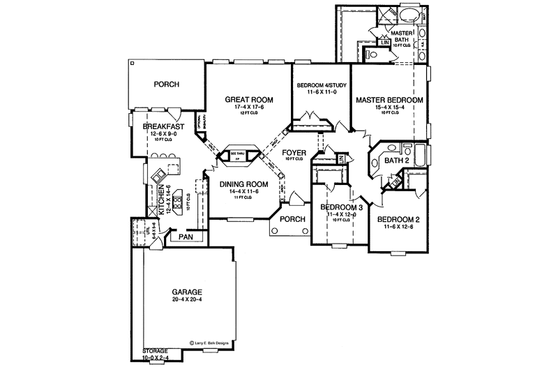 House Blueprint - Floor Plan - Main Floor for European House Plan #952-63 - 4 bed, 2 bath