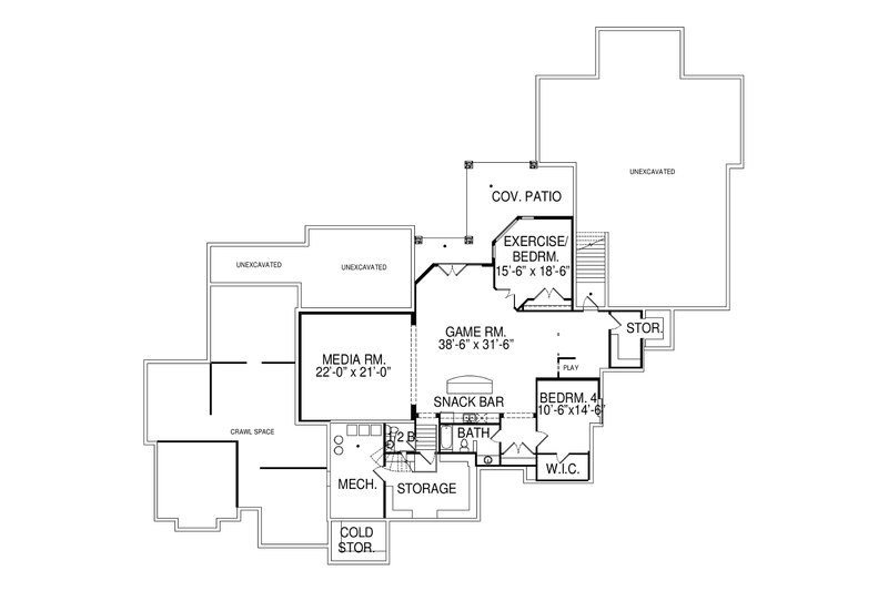 Dream House Plan - Floor Plan - Lower Floor for European House Plan #920-77 - 4 bed, 4 bath