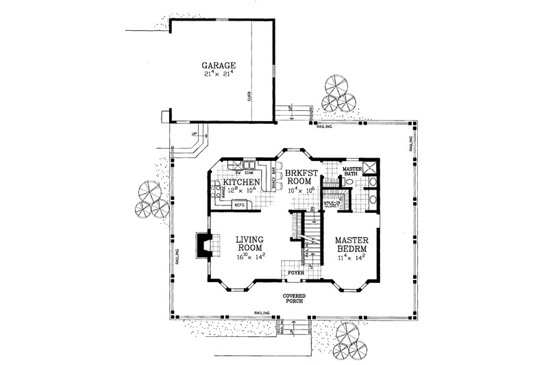 Architectural House Design - Floor Plan - Main Floor for Victorian House Plan #72-1132 - 3 bed, 2 bath