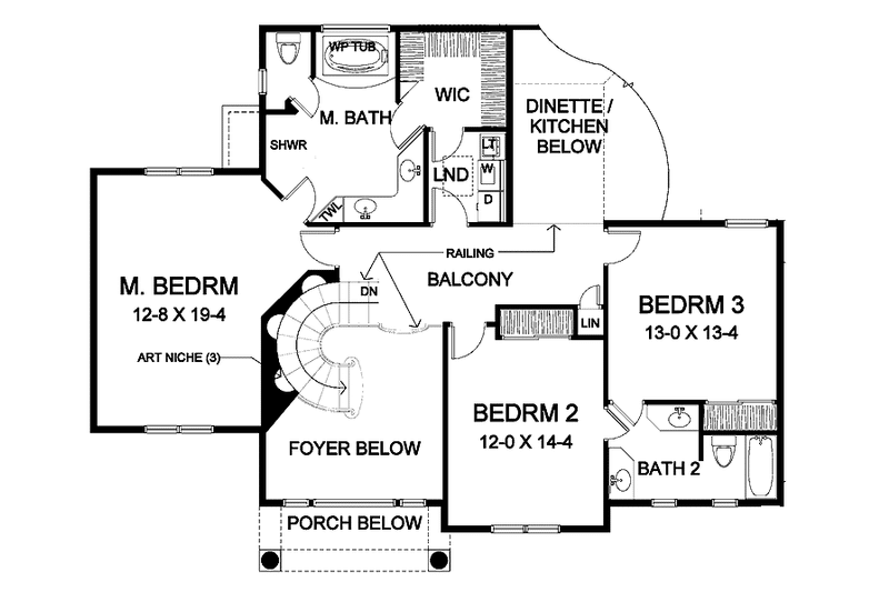 Dream House Plan - Floor Plan - Upper Floor for Traditional House Plan #328-361 - 3 bed, 3 bath