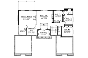Floor Plan - Lower Floor for Mediterranean House Plan #70-1399 - 4 bed, 3.5 bath