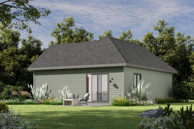 House Blueprint - Exterior - Rear Elevation for Modern House Plan #20-2607 - 1 bed, 1 bath