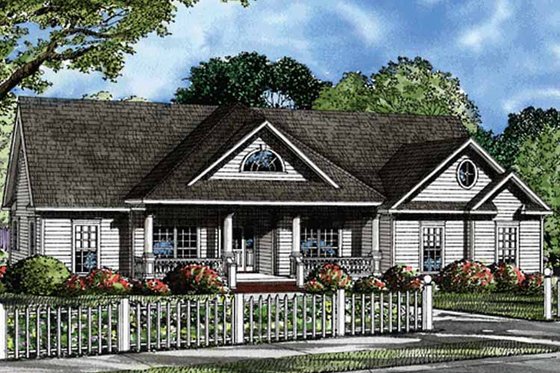 Exterior - Front Elevation 3 for Country House Plan #17-3229 - 3 bed, 2 bath