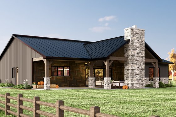 Exterior - Rear Elevation 2 for Ranch House Plan #1064-191 - 3 bed, 2 bath