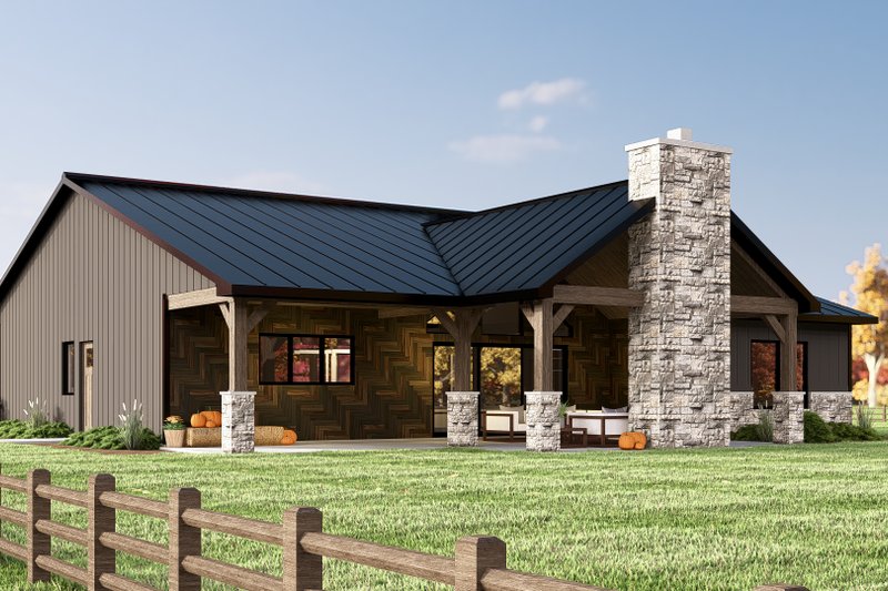 Architectural House Design - Exterior - Rear Elevation 2 for Ranch House Plan #1064-191 - 3 bed, 2 bath
