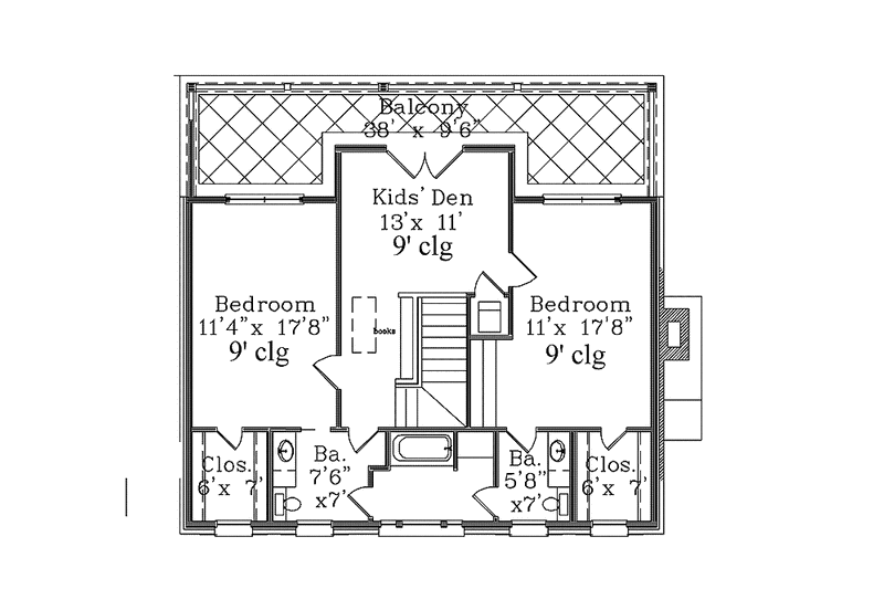 Home Plan - Floor Plan - Upper Floor for Colonial House Plan #985-19 - 3 bed, 2.5 bath