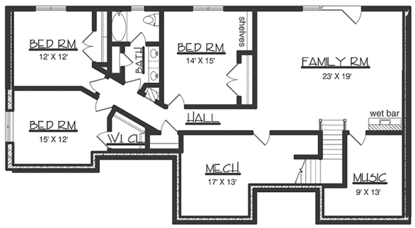 House Design - Country Floor Plan - Lower Floor Plan #320-1038
