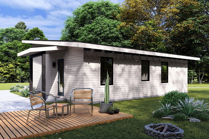 Dream House Plan - Exterior - Rear Elevation for Modern House Plan #1105-1 - 1 bed, 1 bath