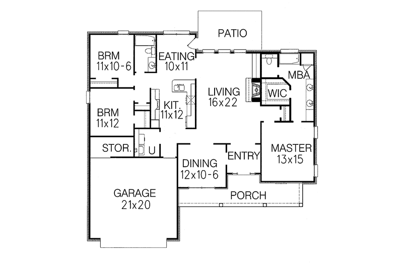 Home Plan - Floor Plan - Main Floor for Country House Plan #15-340 - 3 bed, 2 bath