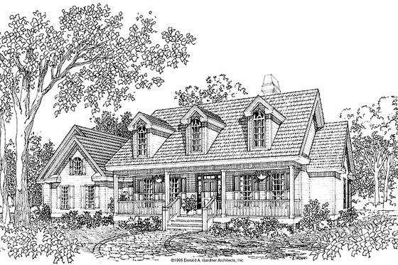Exterior - Front Elevation 3 for Country House Plan #929-224 - 4 bed, 2.5 bath