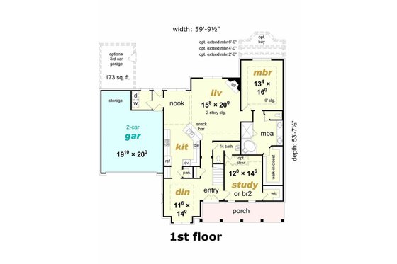 Floor Plan - Main Floor House Plan #329-345 - 4 bed, 3 bath