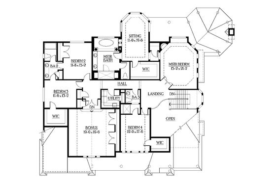 Floor Plan - Upper Floor for Craftsman House Plan #132-503 - 6 bed, 5 bath