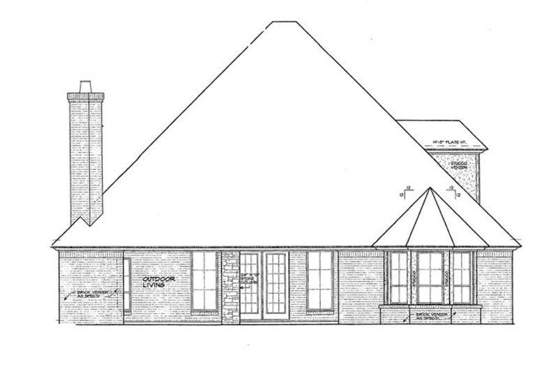 Home Plan - Exterior - Rear Elevation for European House Plan #310-1265 - 3 bed, 2 bath