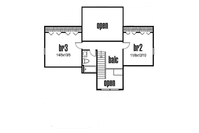 Architectural House Design - Floor Plan - Upper Floor for Traditional House Plan #435-9 - 3 bed, 2.5 bath