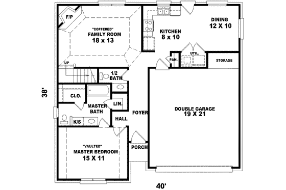 Floor Plan - Main Floor for Traditional House Plan #81-674 - 4 bed, 2.5 bath