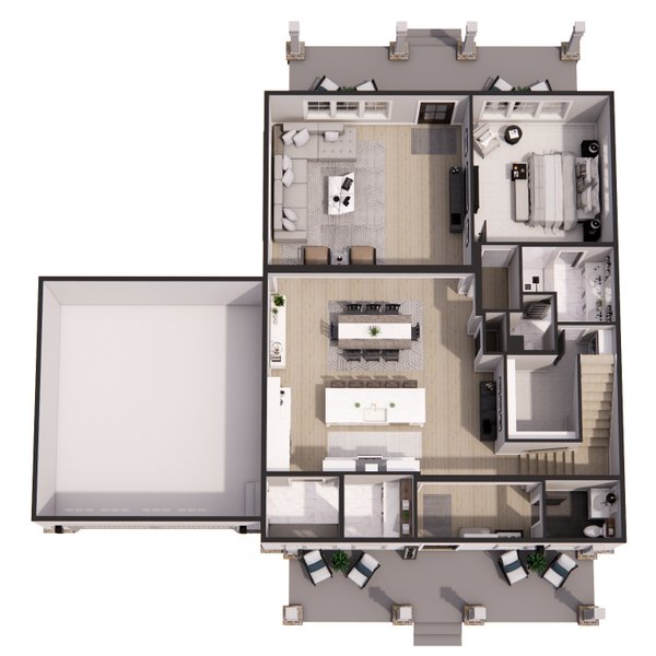 Architectural House Design - Farmhouse Floor Plan - Main Floor Plan #51-1266