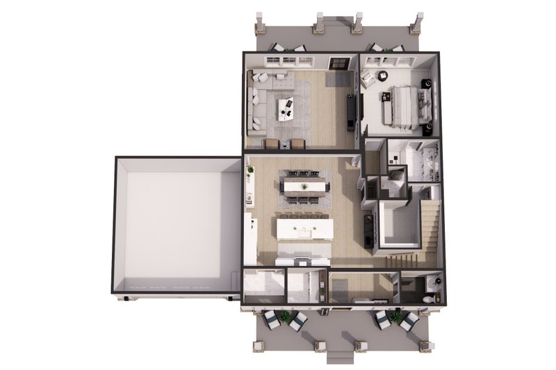 Architectural House Design - Floor Plan - Main Floor 1 for Farmhouse House Plan #51-1266 - 3 bed, 3.5 bath