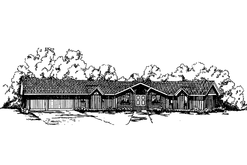 House Blueprint - Exterior - Front Elevation 3 for Prairie House Plan #60-925 - 3 bed, 3 bath