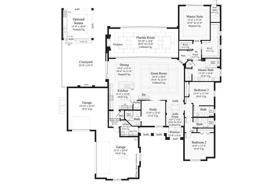 Floor Plan - Main Floor for Mediterranean House Plan #930-457 - 3 bed, 4.5 bath