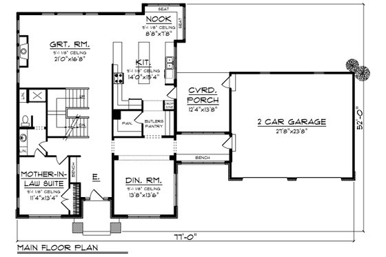 Floor Plan - Main Floor for Modern House Plan #70-1431 - 4 bed, 3 bath