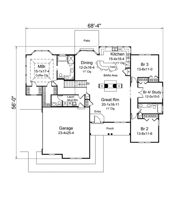 Dream House Plan - Traditional Floor Plan - Main Floor Plan #57-608