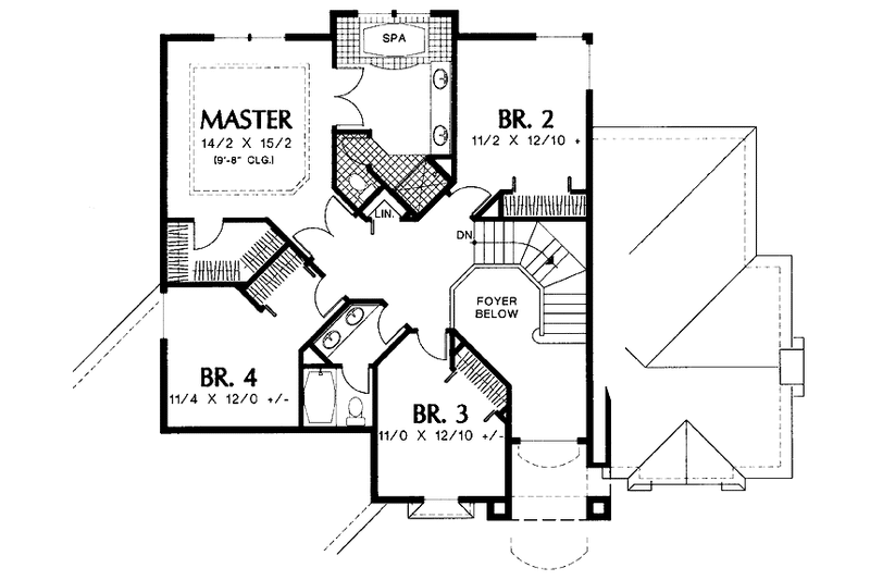 Home Plan - Floor Plan - Upper Floor for Mediterranean House Plan #48-736 - 4 bed, 2.5 bath