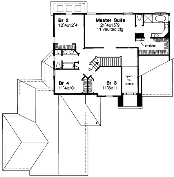 Architectural House Design - Traditional Floor Plan - Upper Floor Plan #320-1059