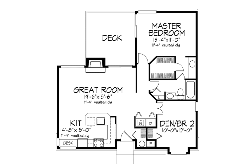 House Blueprint - Floor Plan - Main Floor for Ranch House Plan #320-659 - 1 bed, 1 bath