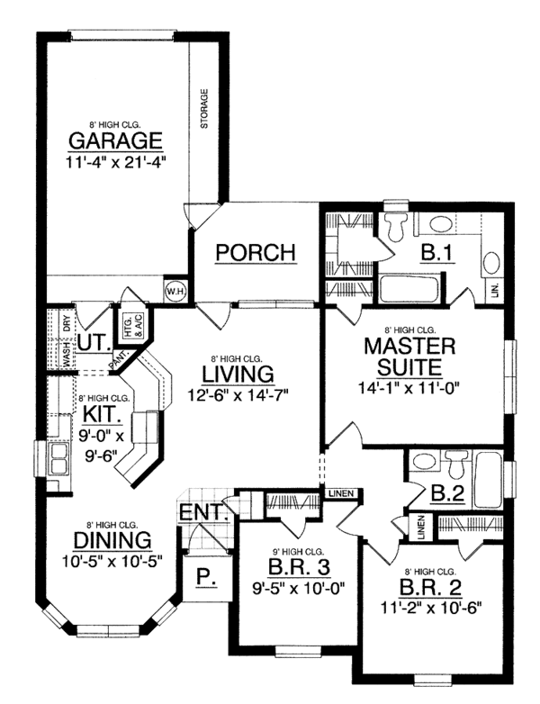 Architectural House Design - Traditional Floor Plan - Main Floor Plan #40-465