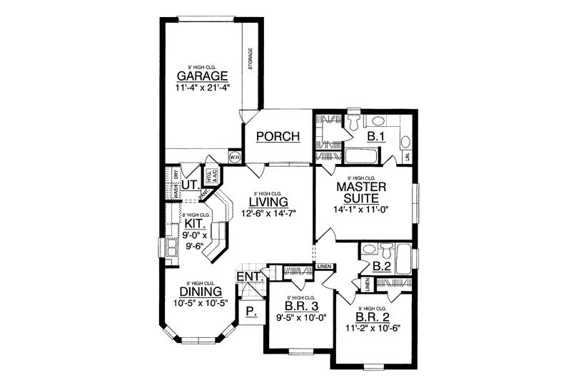 Home Plan - Floor Plan - Main Floor for Traditional House Plan #40-465 - 3 bed, 2 bath