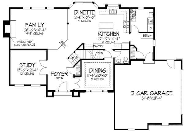 House Plan Design - European Floor Plan - Main Floor Plan #51-843