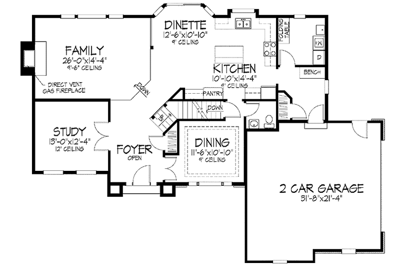 Architectural House Design - Floor Plan - Main Floor for European House Plan #51-843 - 4 bed, 2.5 bath