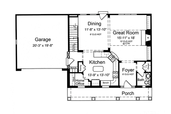 Floor Plan - Main Floor for Country House Plan #46-845 - 3 bed, 2.5 bath