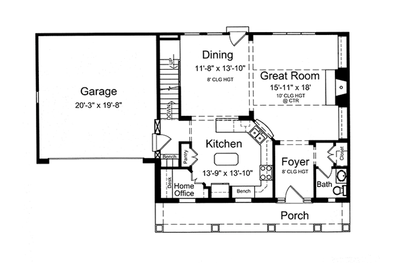 Architectural House Design - Floor Plan - Main Floor for Country House Plan #46-845 - 3 bed, 2.5 bath
