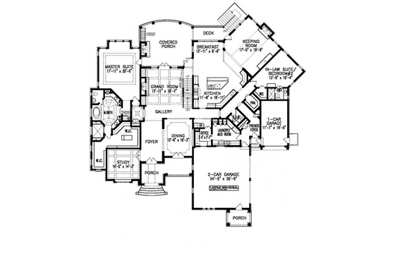 Floor Plan - Main Floor for European House Plan #54-552 - 6 bed, 5.5 bath