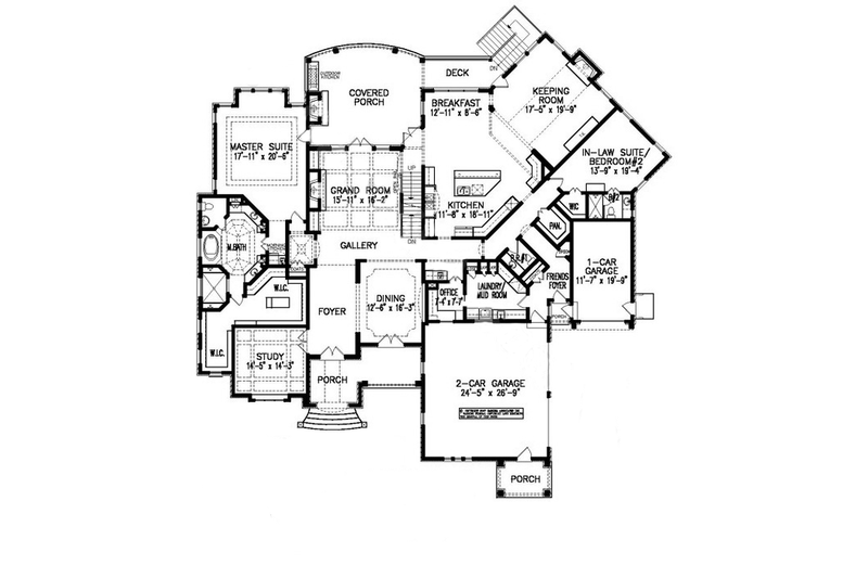 Home Plan - Floor Plan - Main Floor for European House Plan #54-552 - 6 bed, 5.5 bath