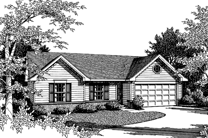 Architectural House Design - Exterior - Front Elevation 3 for Ranch House Plan #952-191 - 3 bed, 2 bath
