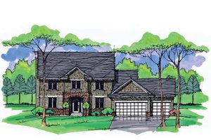 House Blueprint - Exterior - Front Elevation for Colonial House Plan #51-1009 - 4 bed, 2.5 bath