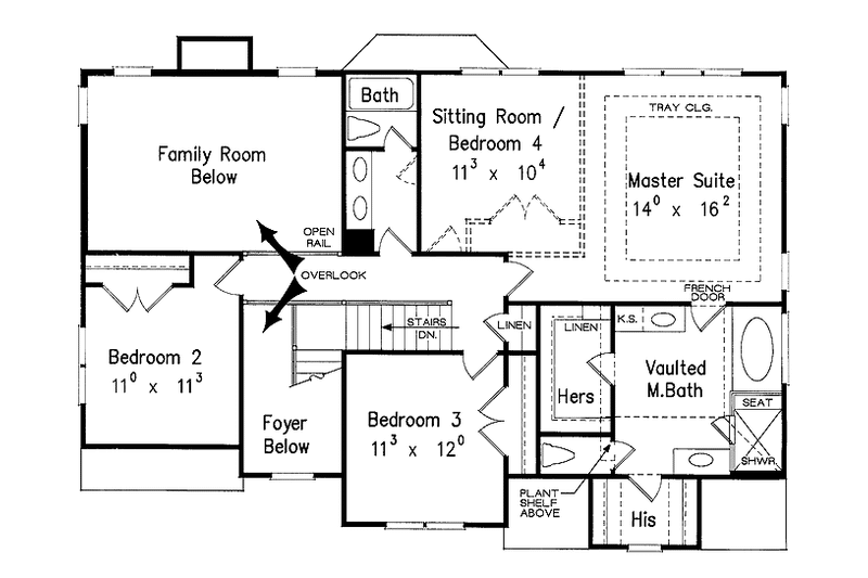 House Blueprint - Floor Plan - Upper Floor for Colonial House Plan #927-682 - 3 bed, 2.5 bath