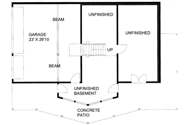 House Design - Floor Plan - Lower Floor for Bungalow House Plan #117-733 - 3 bed, 2.5 bath