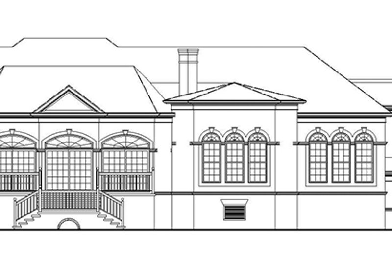 Home Plan - Exterior - Rear Elevation for Mediterranean House Plan #54-187 - 3 bed, 4 bath
