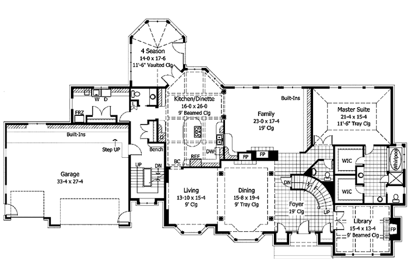 Home Plan - Floor Plan - Main Floor for Traditional House Plan #51-795 - 4 bed, 4 bath